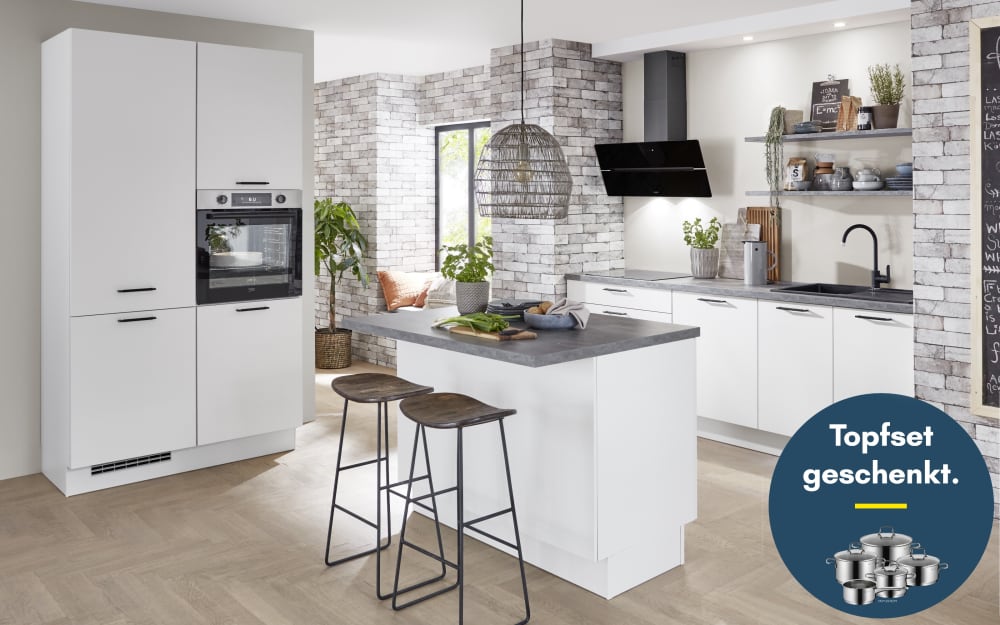 Nobilia Einbauküche Senso, Lack weiß, inkl. Elektrogeräte