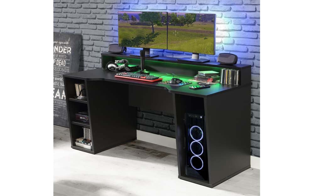 hardi Gaming-Schreibtisch Tezaur, schwarz, 160 cm Kunststoff, MDF