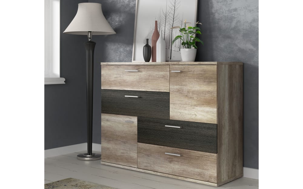 hardi Kommode Skive, Eiche Antik-Nachbildung/anthrazit Holzdekor