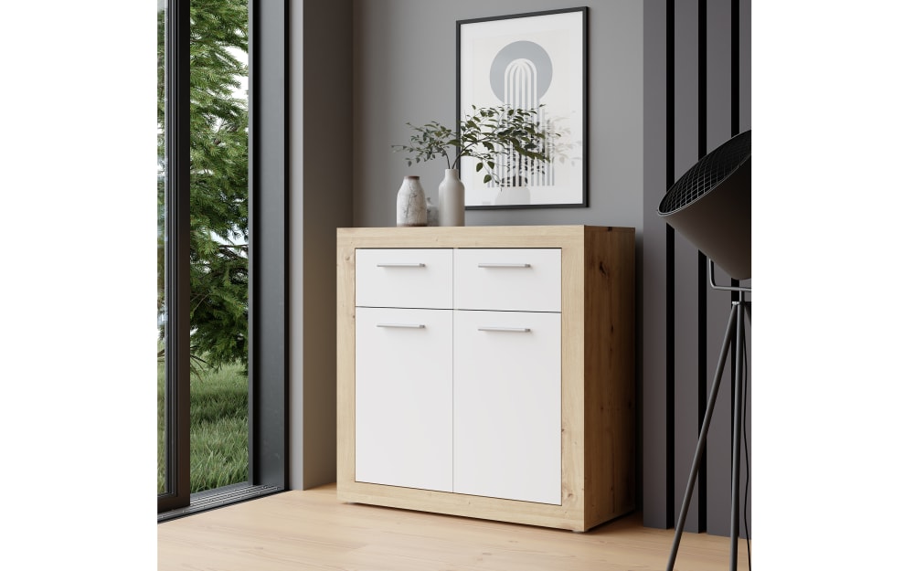 hardi Kommode Baccio, Artisan Eiche-Nachbildung/weiß,83,2 cm holz Holzdekor, Kunststoff, MDF