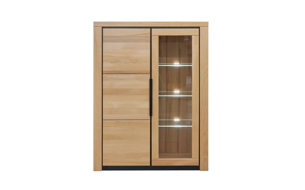 hardi Vitrine Brest, massive Buche, 108 cm holz Massivholz