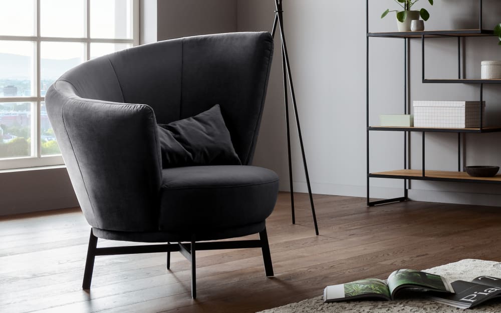 Musterring Sessel MR Kleo, schwarz, inkl. 360° Drehfunktion Stoff, Metall