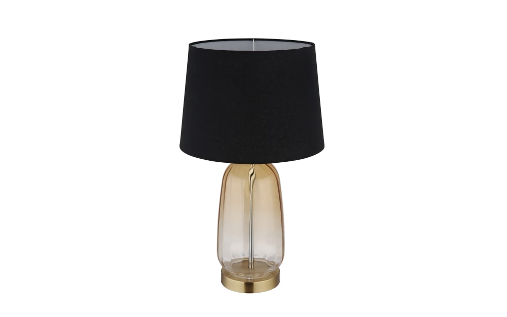 Globo Lighting Tischleuchte Classy, amberfarbig/schwarz Glas, Stoff