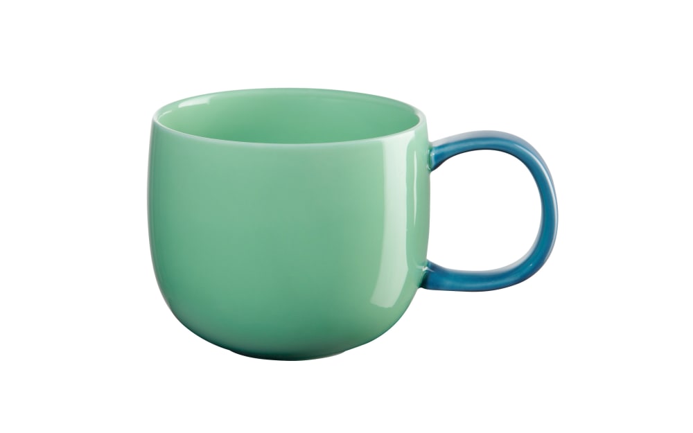 Asa Selection Henkelbecher Joy, Tasse grün/Henkel blau, 0,4 l Porzellan