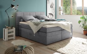 Boxspringbett Tacoma 3, Uran dark grey, 180 x 200 cm, inkl. Topper und Bettkasten