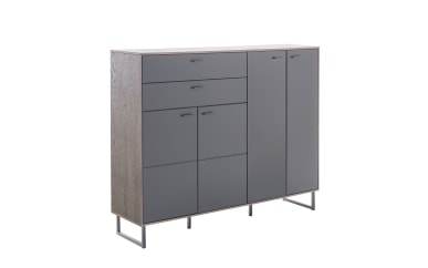 Highboard Venezia, schwarz/Eiche-Nachbildung 