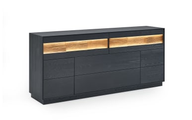 Sideboard Kilva, Kernesche anthrazit gebeizt massiv