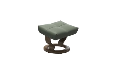 Hocker Ruhesessel David (M), Batick Thyme green, Gestell Classic smoked Oak Nachbildung