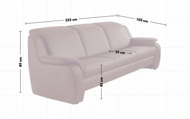 Sofa 3-sitzig in merlot