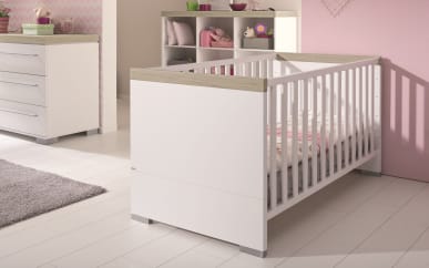 Kinderbett Kira in kreideweiß/Eiche-Nautik-Nachbildung