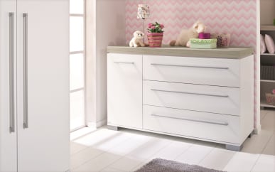 Kommode Kira in kreideweiß/Eiche-Nautik-Nachbildung