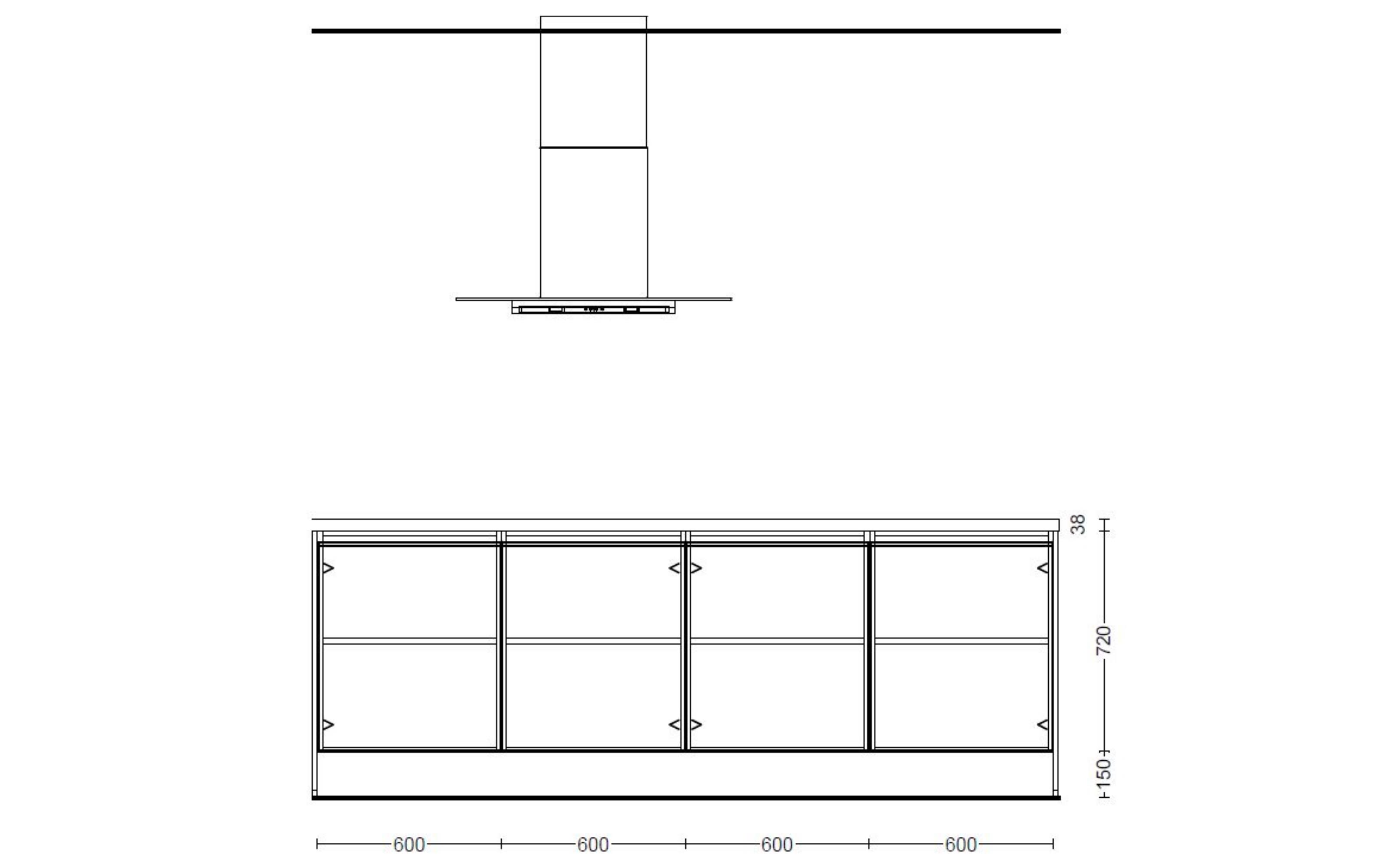 Einbauküche Riva, weißbeton Nachbildung