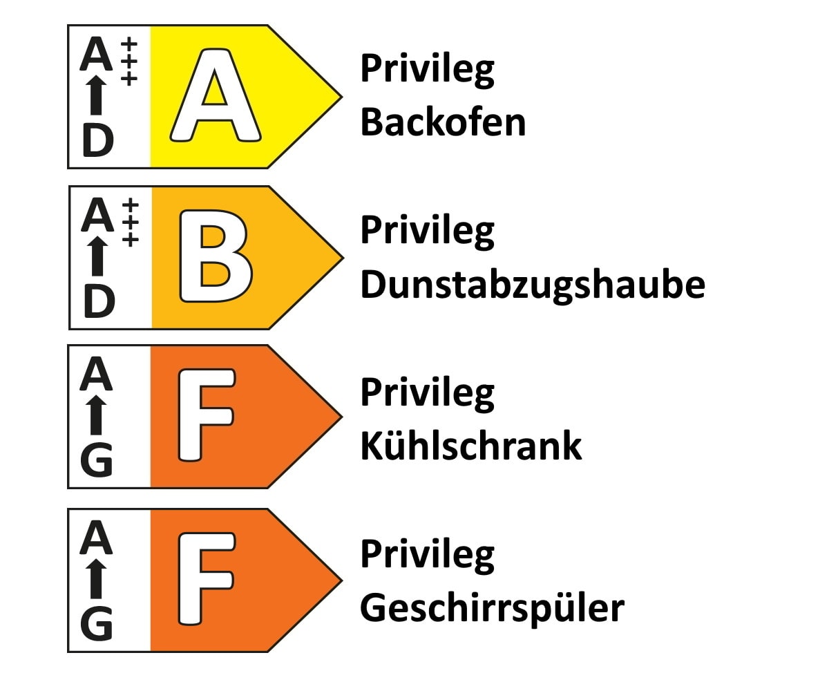 Einbauküche Inista, Stahl gebürstet, inkl. Privileg Elektrogeräte