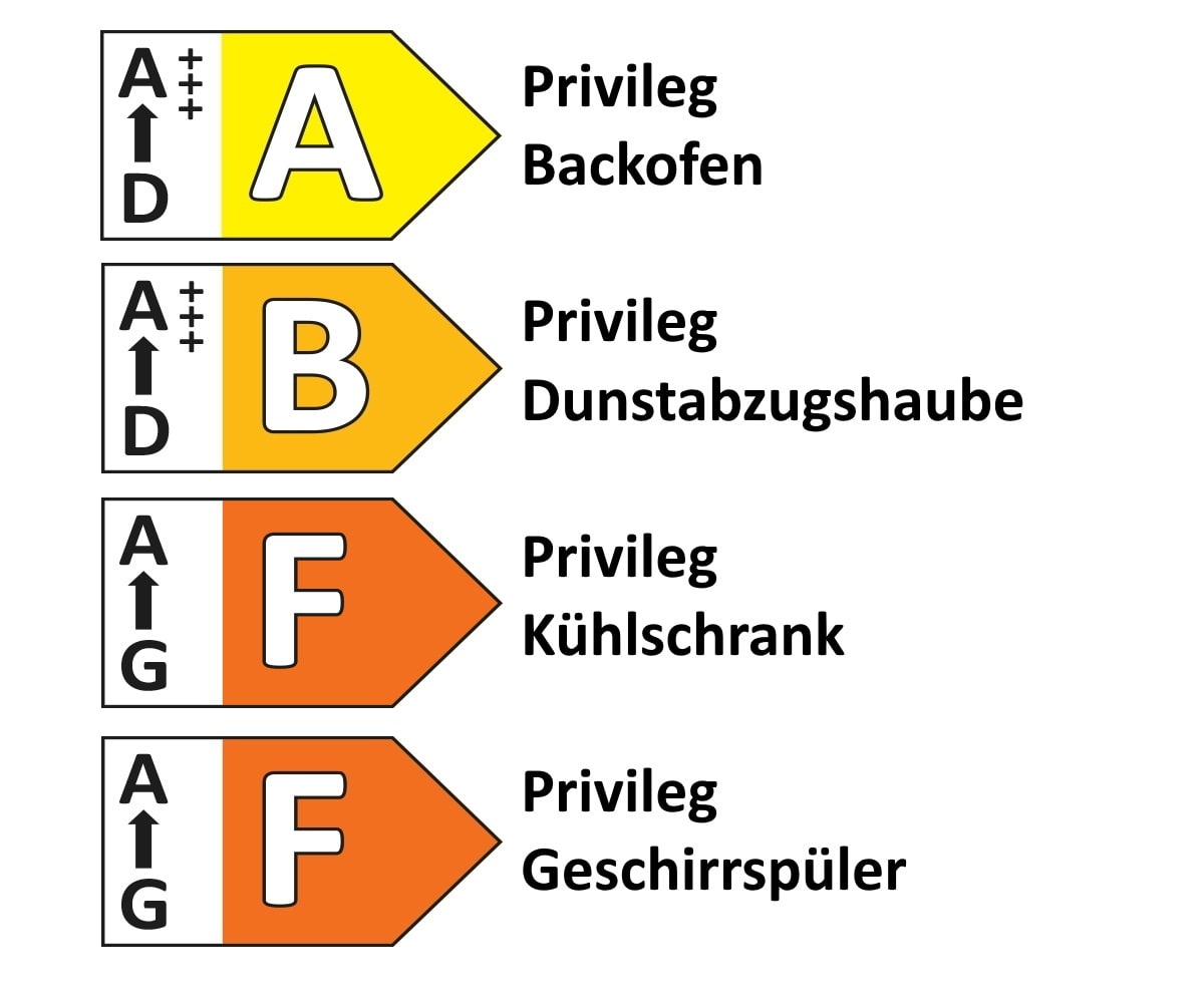 Einbauküche Riva, Beton schiefergrau Nachbildung, inkl. Privileg Elektrogeräte