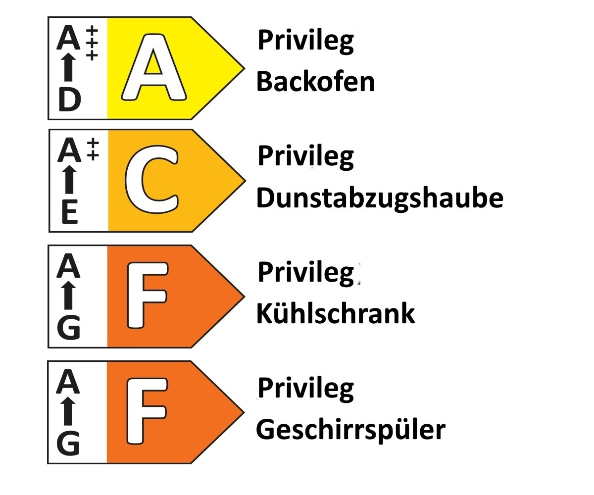 Einbauküche Rosian/Lenzen, Nussbaum Nachbildung, inkl. Privileg Elektrogeräte