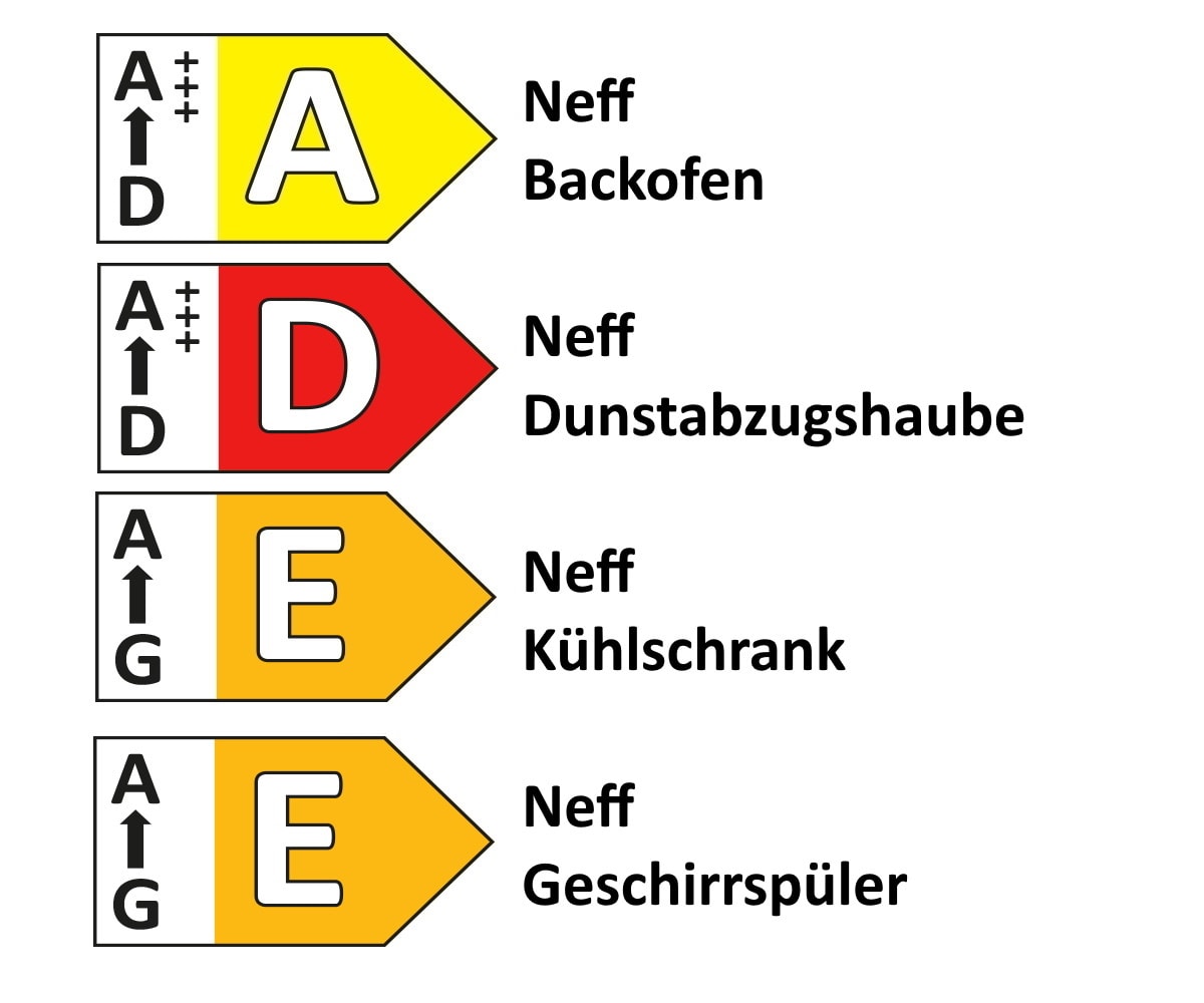 Einbauküche Rosian/Lenzen, Nussbaum Nachbildung/weiß, inkl. Neff Elektrogeräte