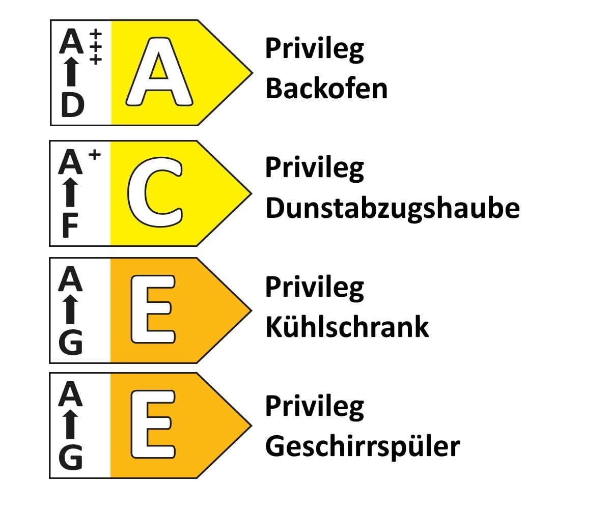 Einbauküche Flash/Riva, Hochglanz weiß, inkl. Privileg Elektrogeräte 