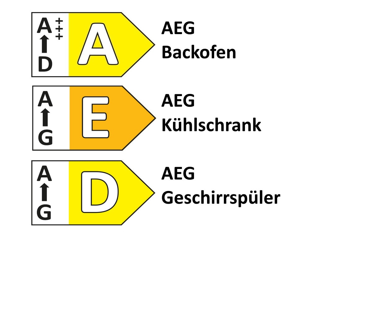 Einbauküche Torna/Stadum, schwarz, inkl. AEG Elektrogeräte