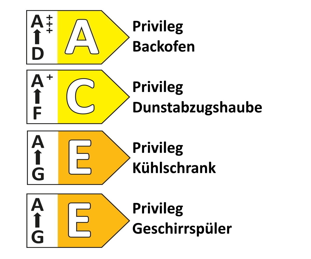 Einbauküche Esilia, grafitschwarz ultramatt/alpinweiß ultramatt, inkl. Privileg Elektrogeräte