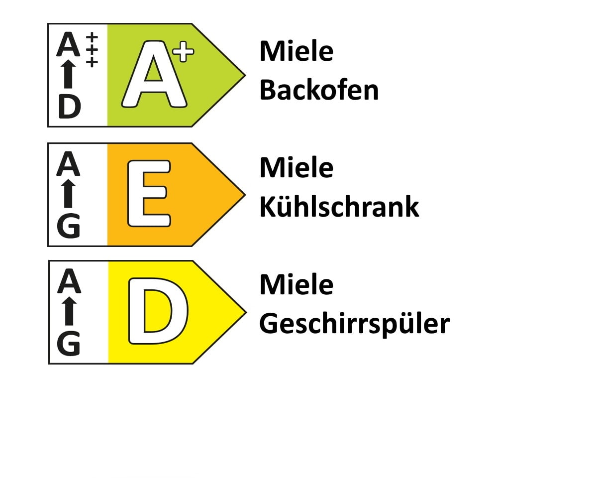 Einbauküche Nordic, weiß/schiefergrau, inkl. Miele Elektrogeräte