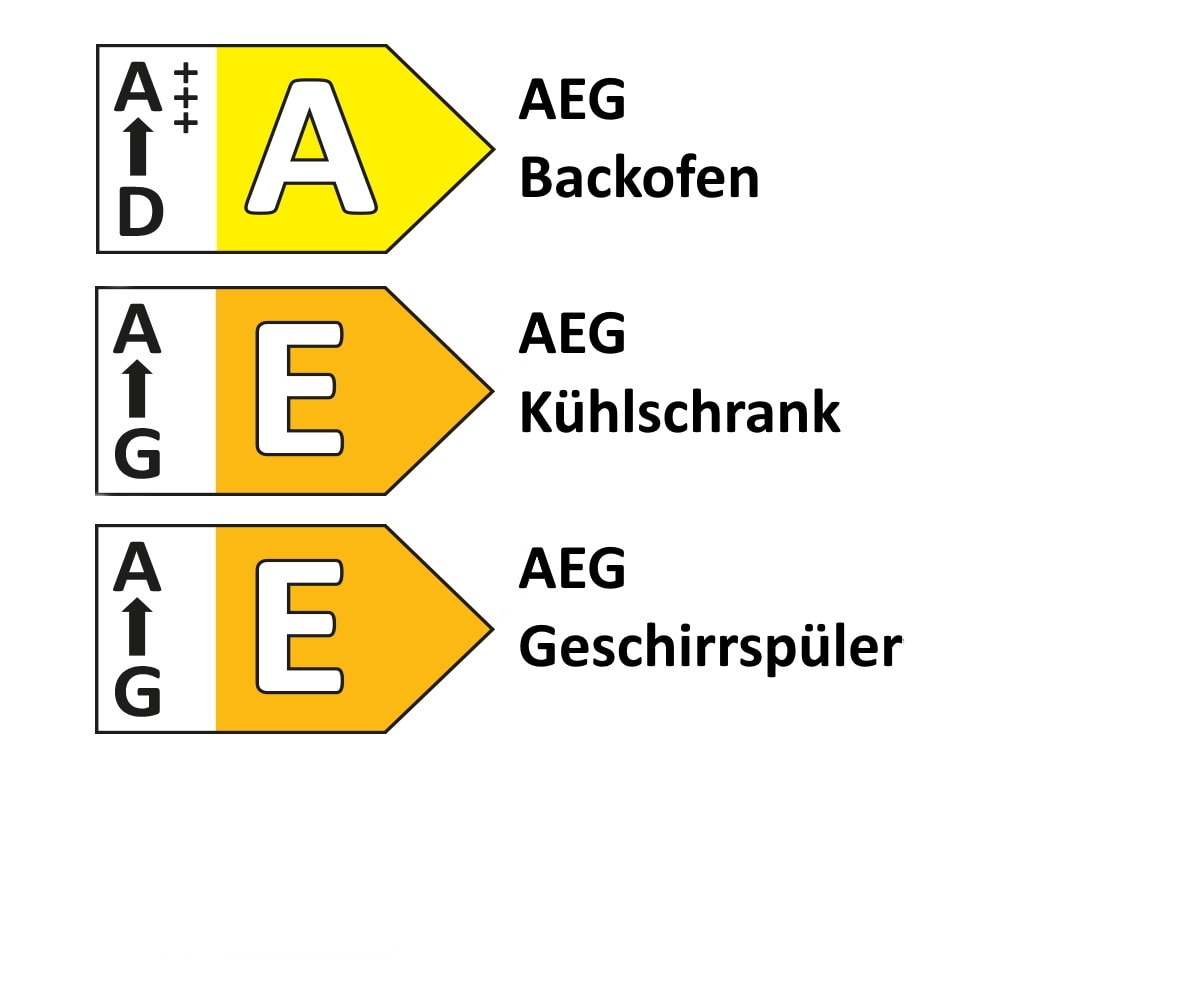 Einbauküche Nordic, weiß/schiefergrau, inkl. AEG Elektrogeräte