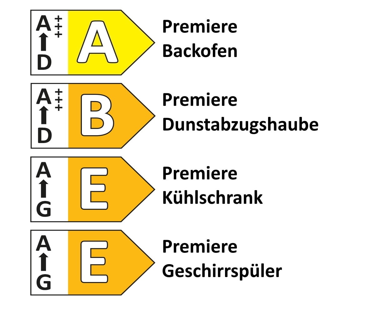 Einbauküche Star, hellgrau Hochglanz, inkl. Elektrogeräte