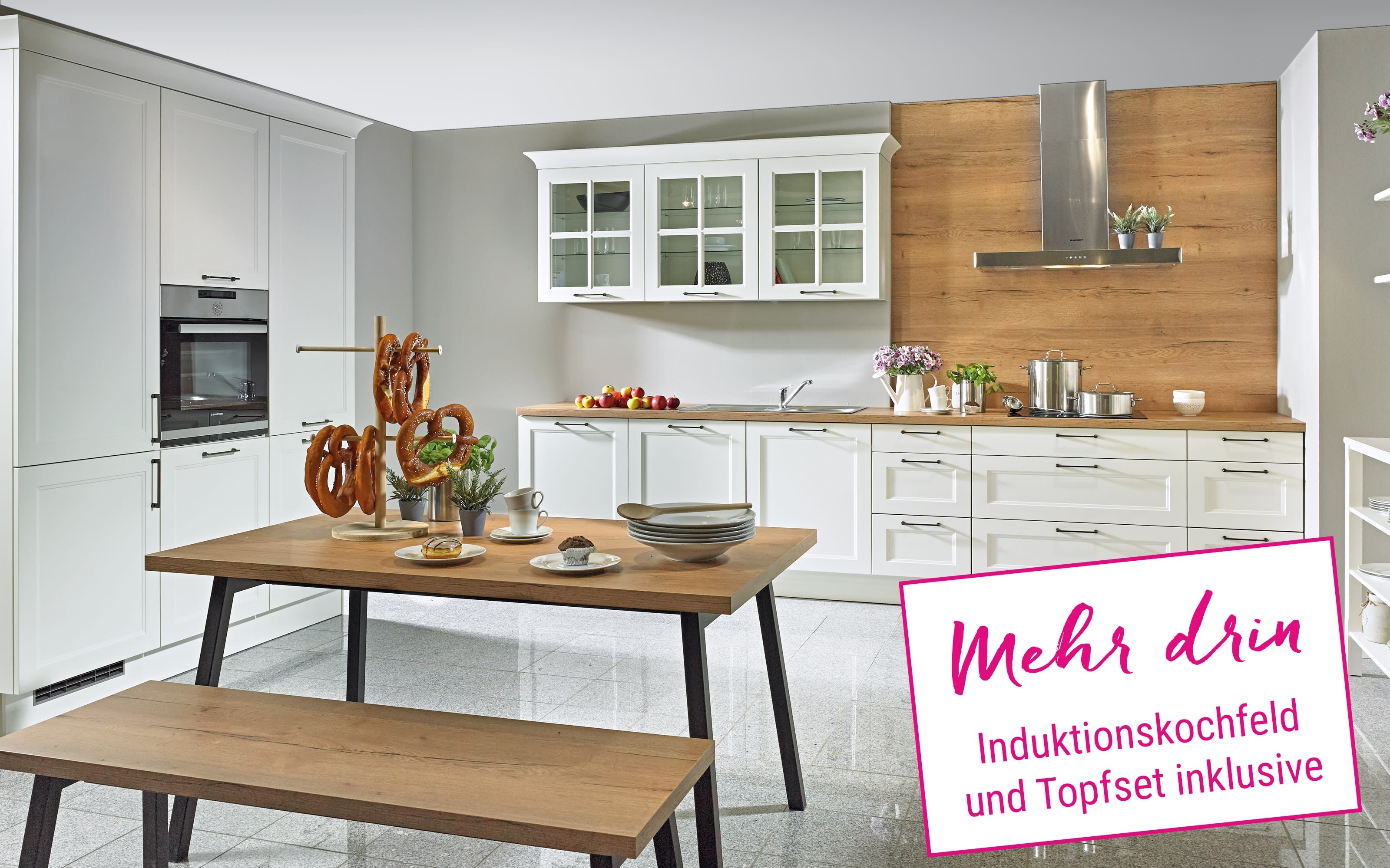 Einbauküche Malaga in weiß, Neff Induktionskochfeld