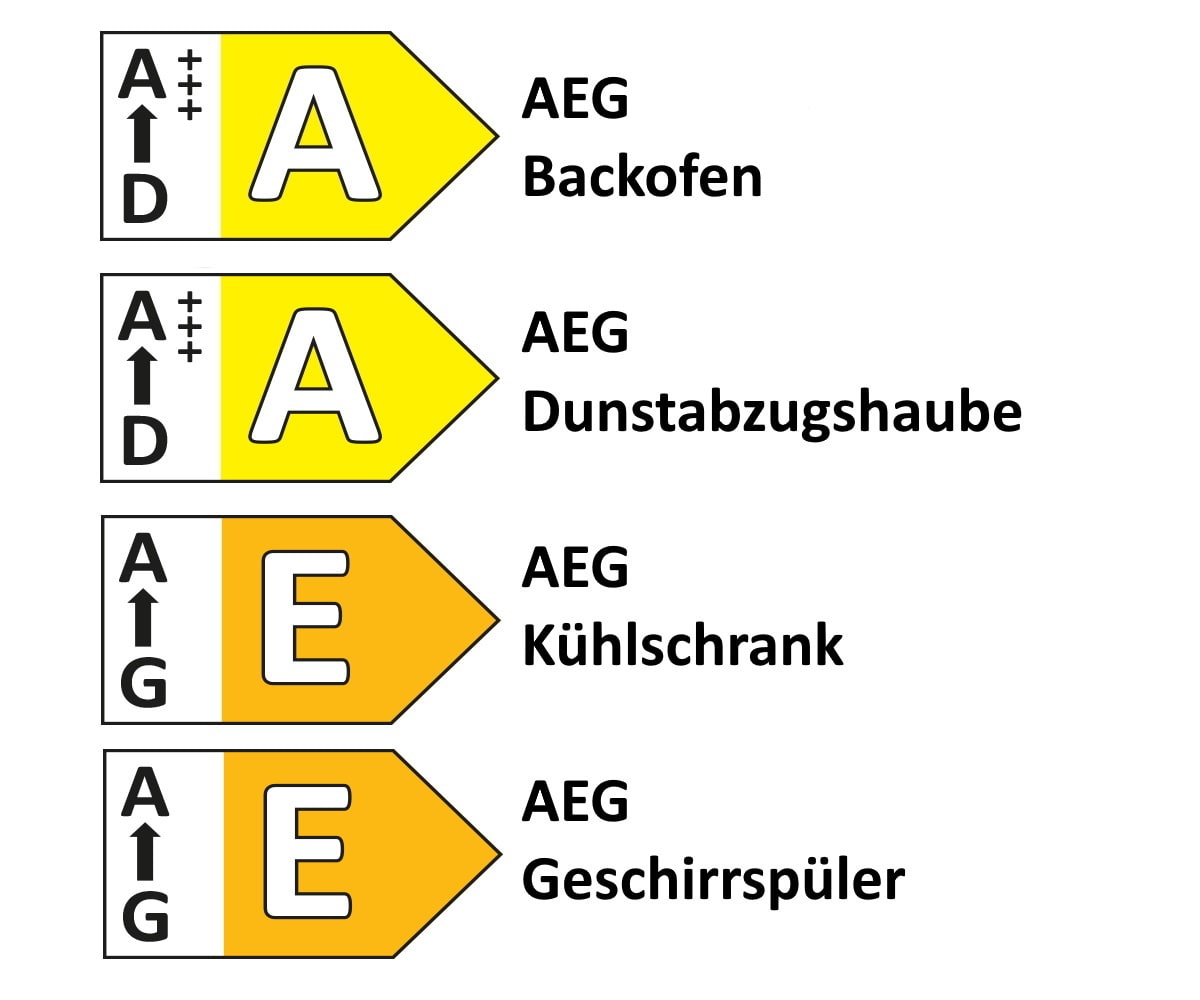 Einbauküche Uno/Toronto, weiß/Alteiche natur Nachbildung, inkl. AEG Elektrogeräte