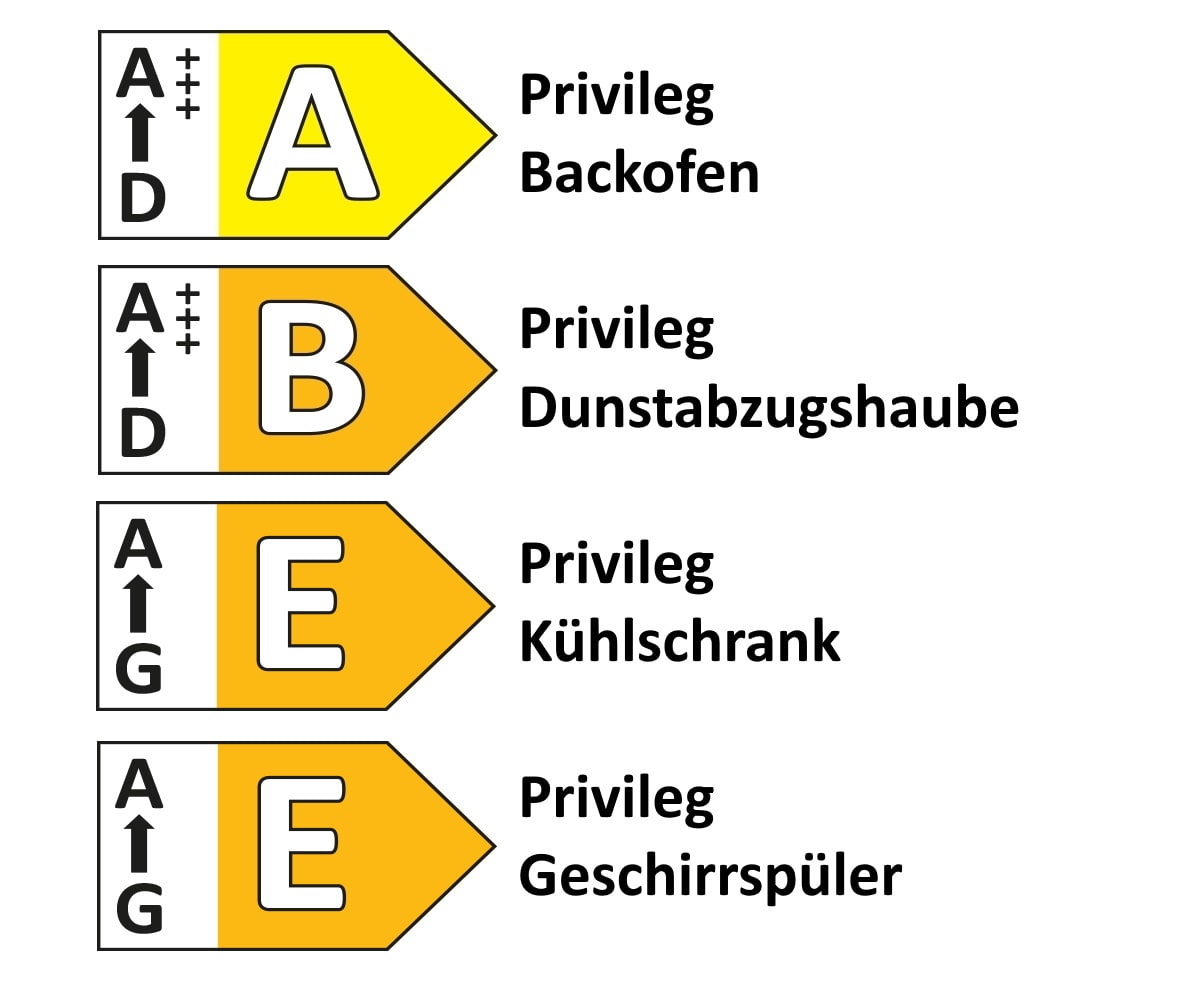 Einbauküche Perfect brillant/Meteor, weiß, inkl. Privileg Elektrogeräte