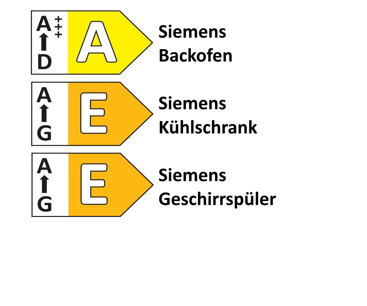 Einbauküche Laser brillant, weiß, inkl. Siemens Elektrogeräten