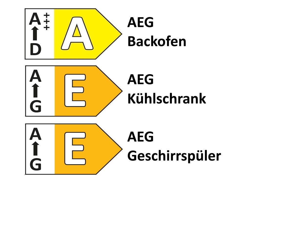 Einbauküche Laser brillant, weiß, inkl. AEG Elektrogeräten