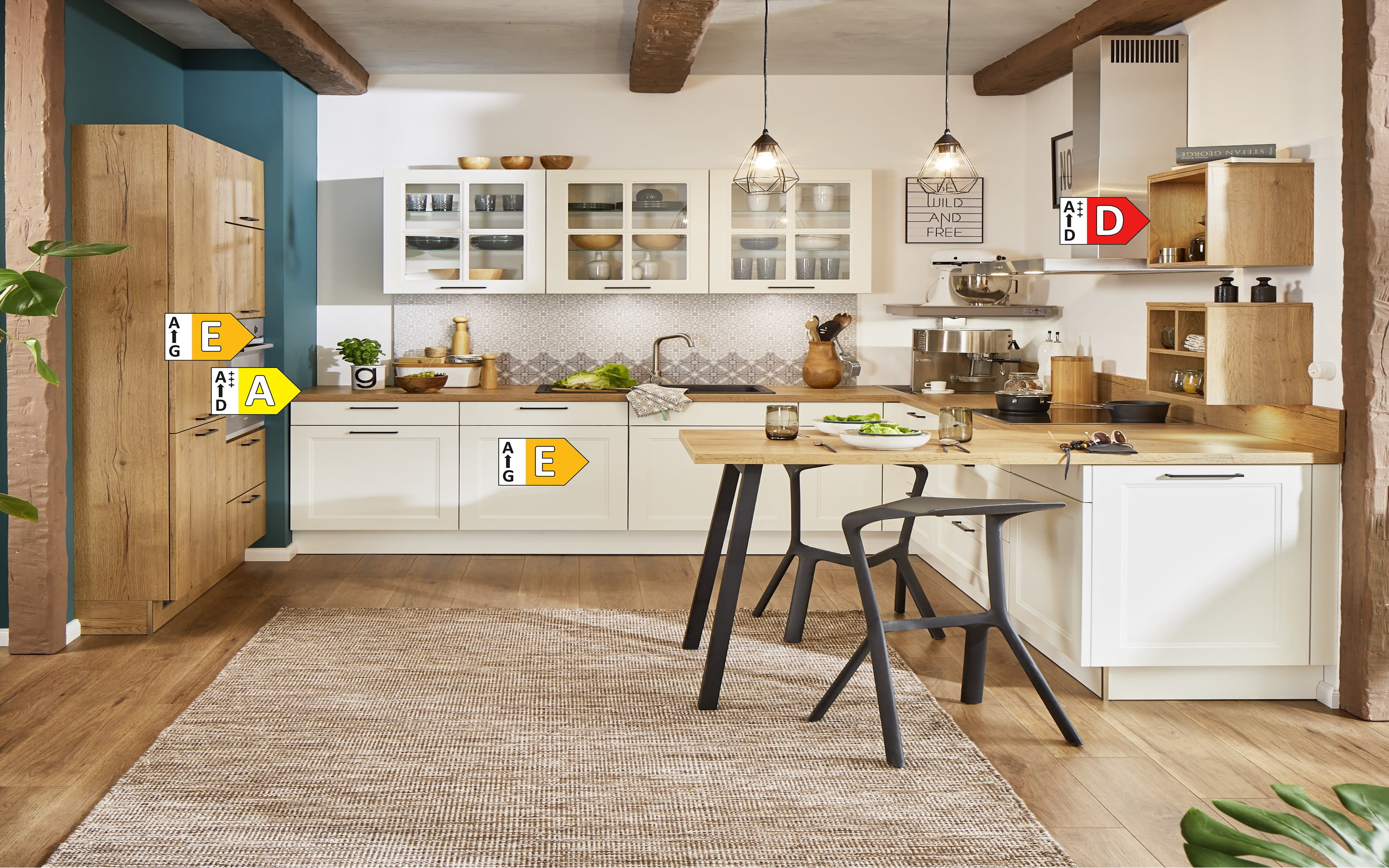 Einbauküche Ravenna/Toronto, weiß, inklusive Neff Elektrogeräte