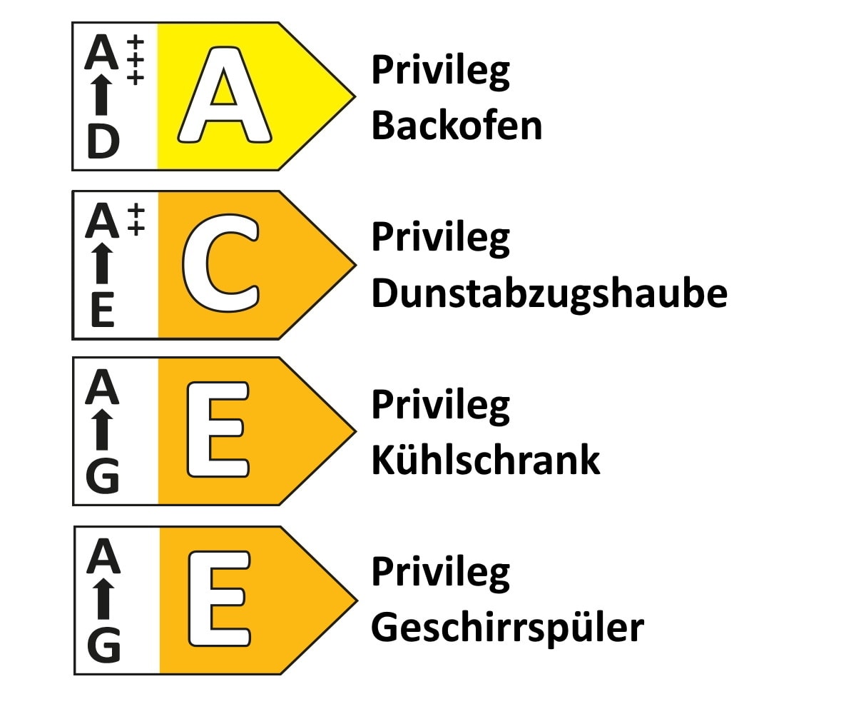 Einbauküche Perfect Brillant, Hochglanz polarweiß, inkl. Privileg Elektrogeräte