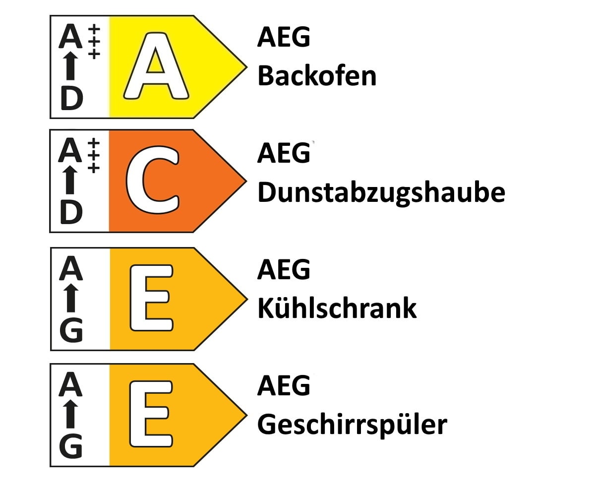 Einbauküche Comet, opalgrau, inkl. AEG Elektrogeräte