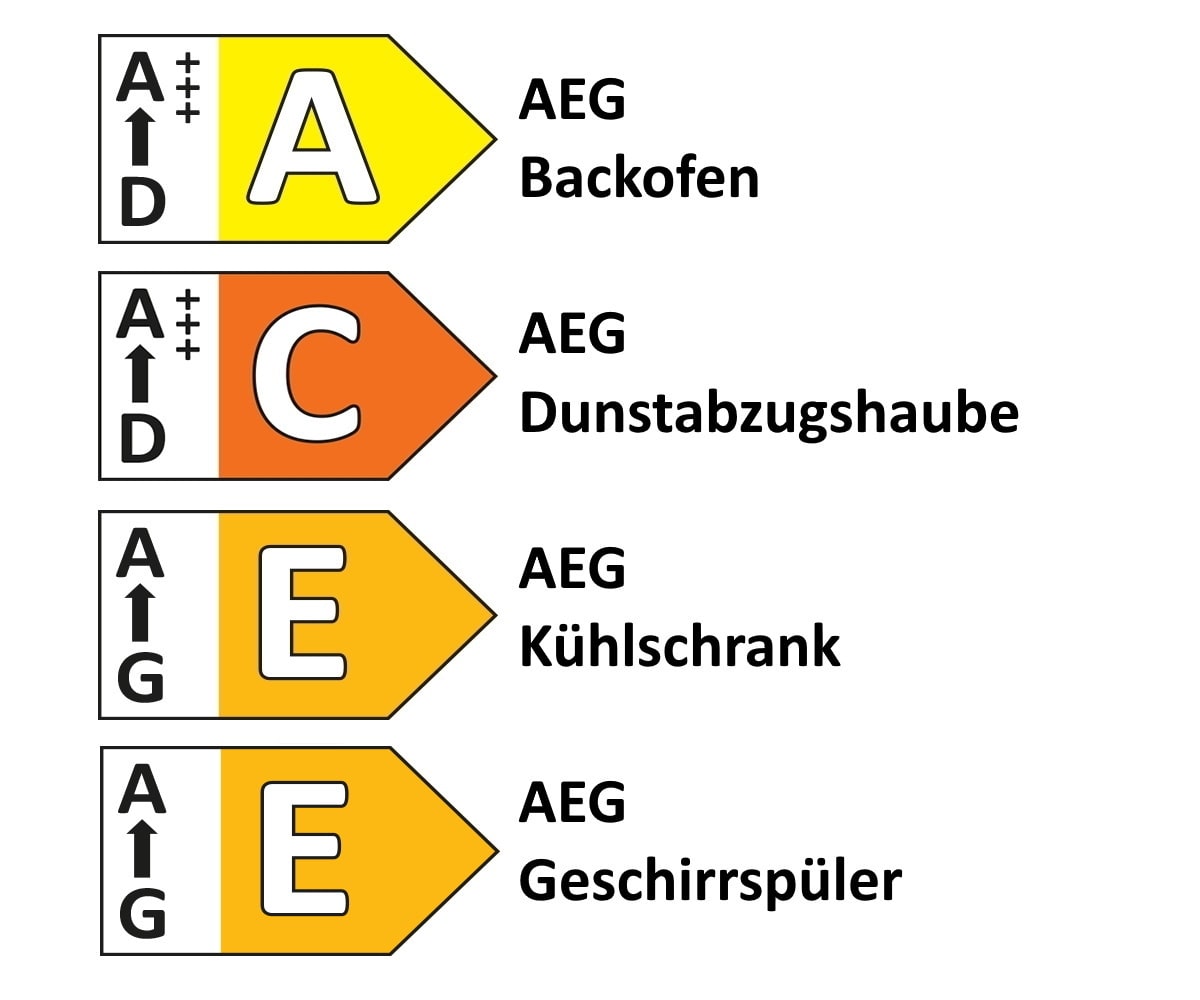 Einbauküche Ravenna,  weiß/beige, inkl. AEG Elektrogeräte