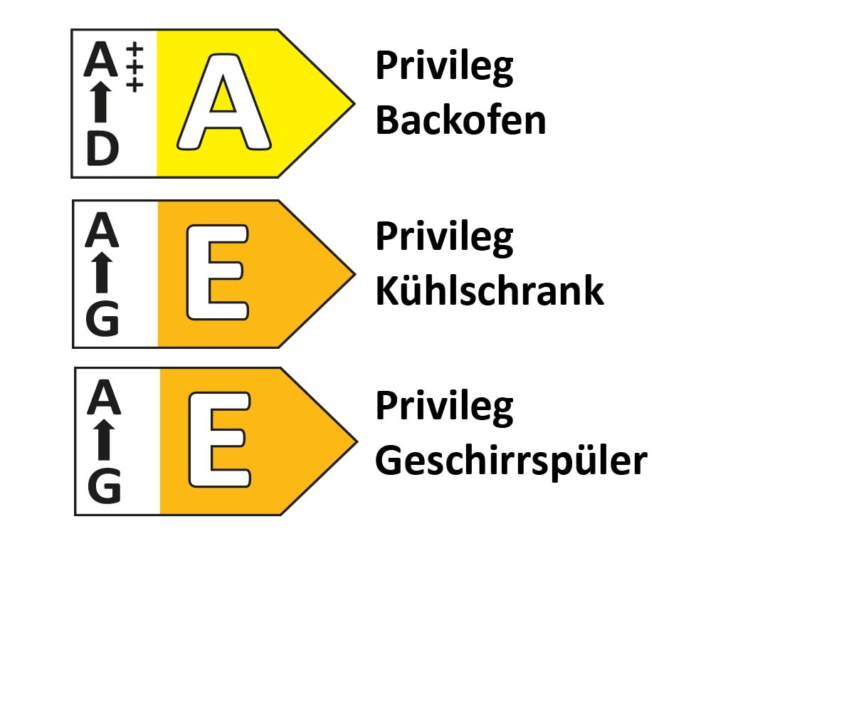 Einbauküche Laser brillant, Hochglanz satin, inkl. Privileg Elektrogeräte