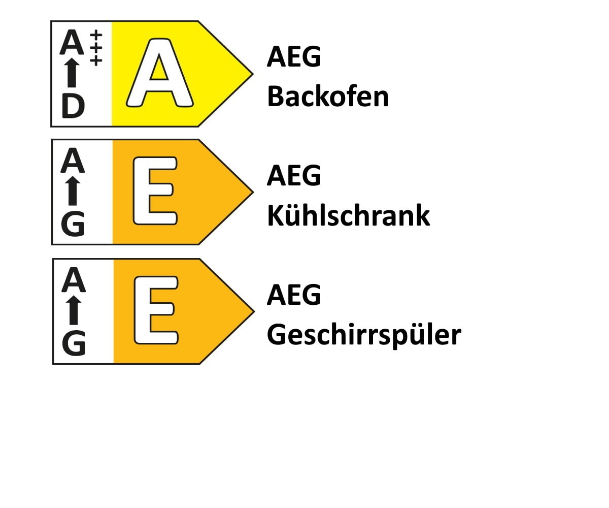 Einbauküche Laser brillant, Hochglanz satin, inkl. AEG Elektrogeräte