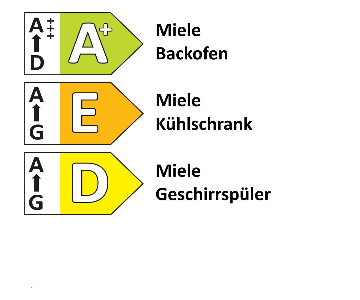 Einbauküche Laser brillant, Hochglanz satin, inkl. Miele Elektrogeräte