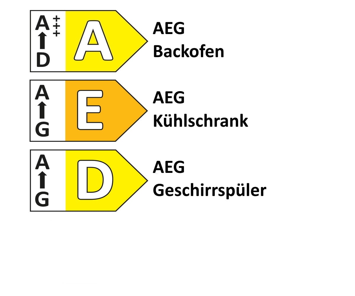 Einbauküche Uno, alpinweiß, inkl. AEG Kochfeldabzug und inkl. AEG Elektrogeräte