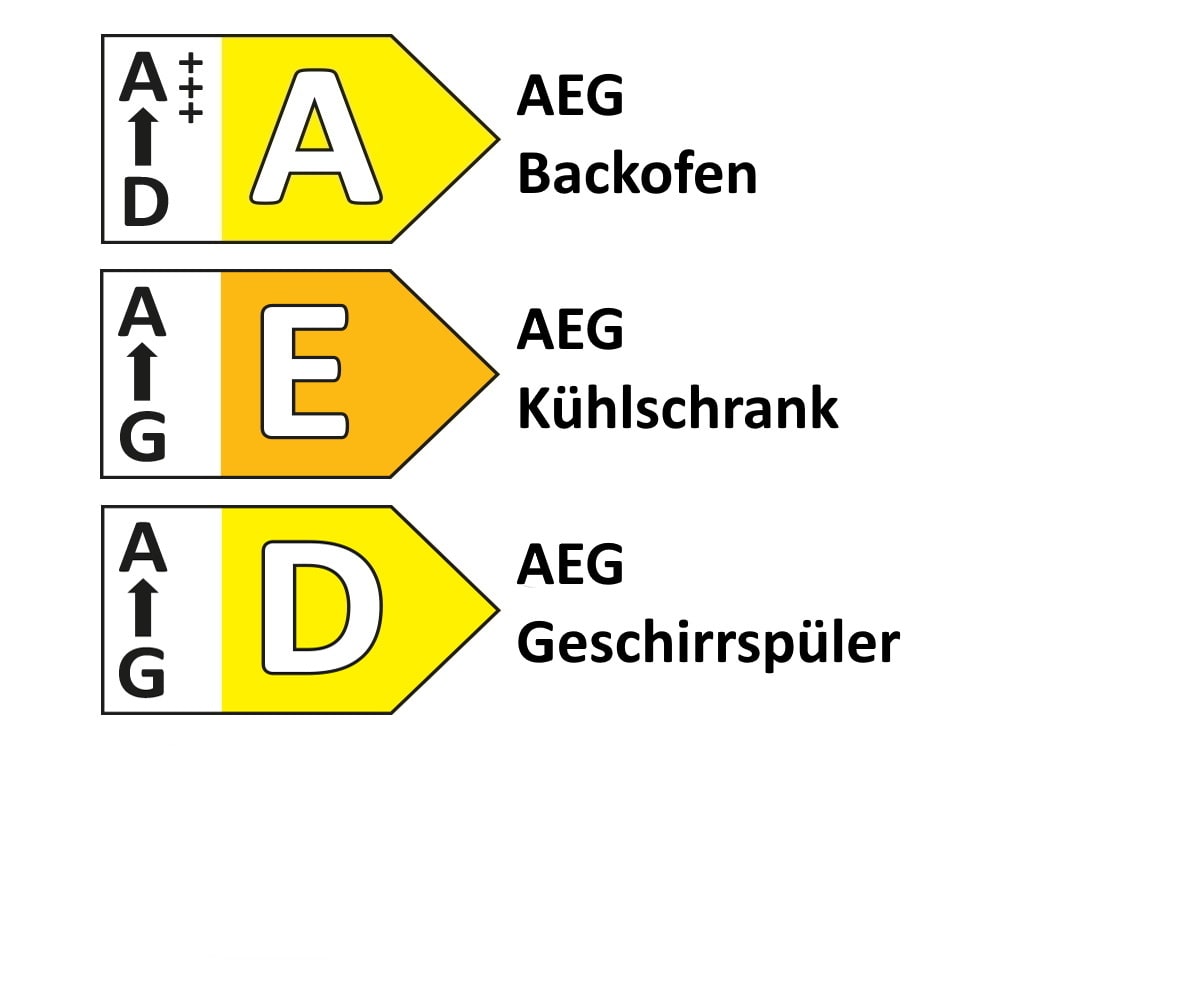 Einbauküche Uno, alpinweiß, inkl. AEG Kochfeldabzug und inkl. AEG Elektrogeräte