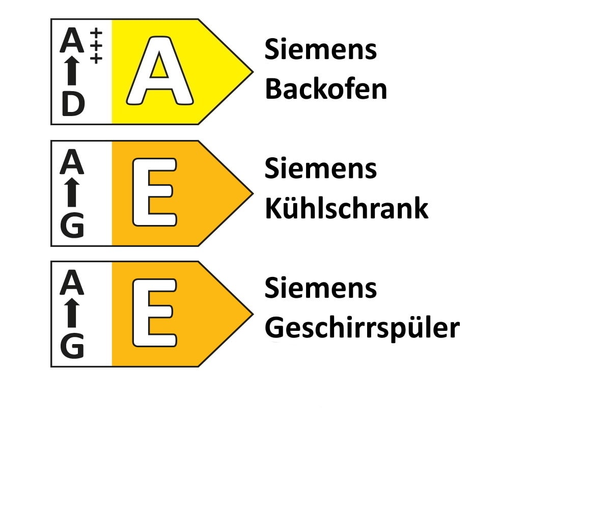 Einbauküche Uno, kristallweiß, inkl. Siemens Elektrogeräte