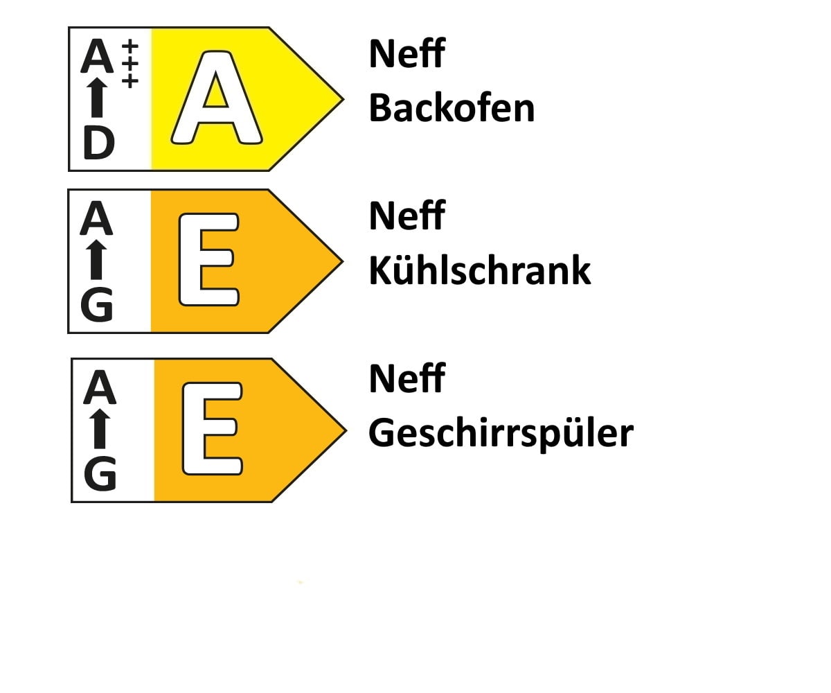 Einbauküche Bristol, Eukalyptus Esche mint Lack, inkl. Neff Elektrogeräte