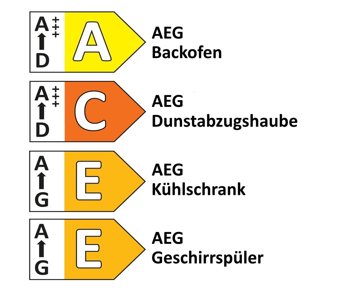 Einbauküche Uno/Bali, perlgrau/Nussbaum Nachbildung, inkl. AEG Elektrogeräte