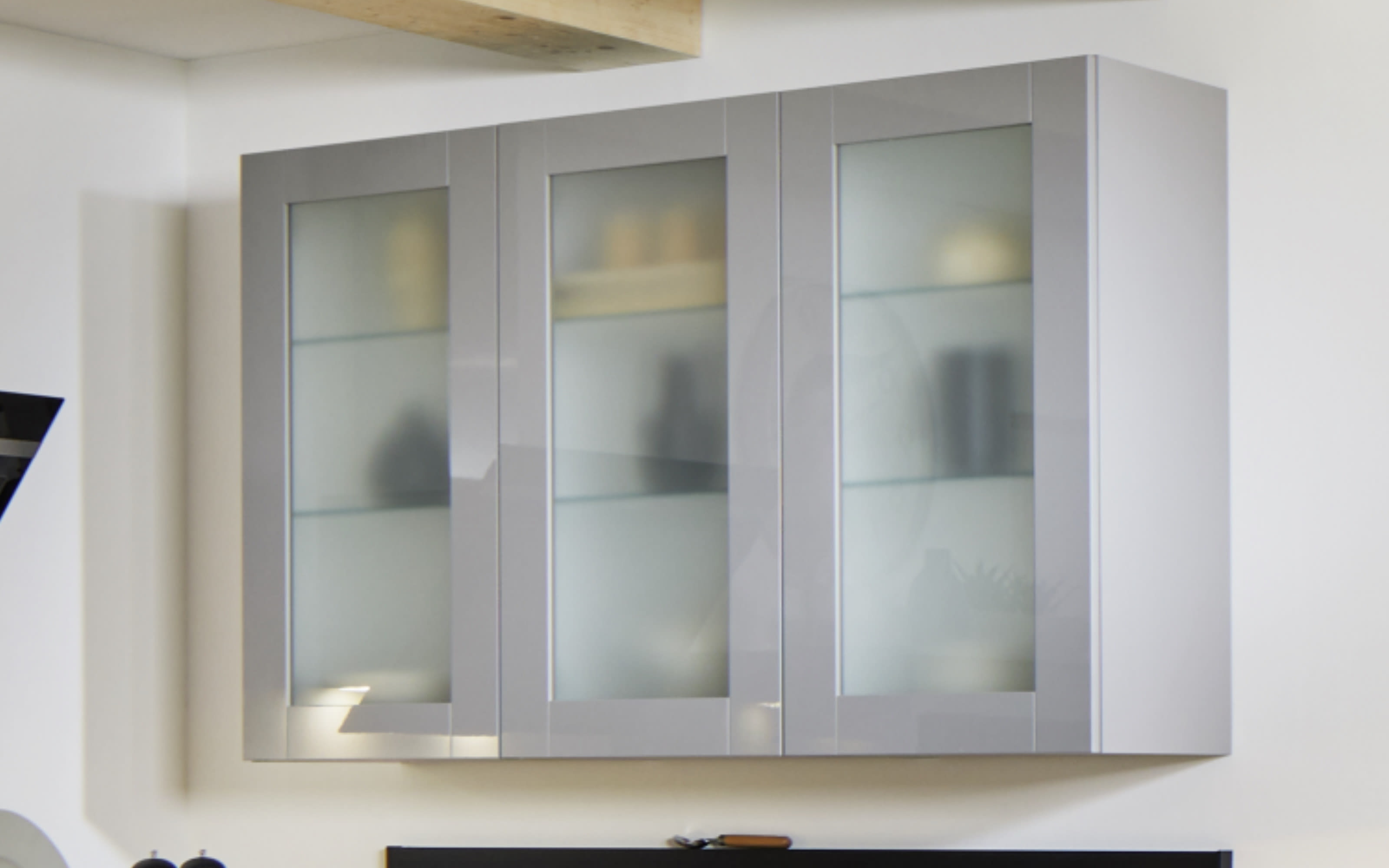 Einbauküche Perfect brillant, perlgrau, inkl. AEG Elektrogeräte