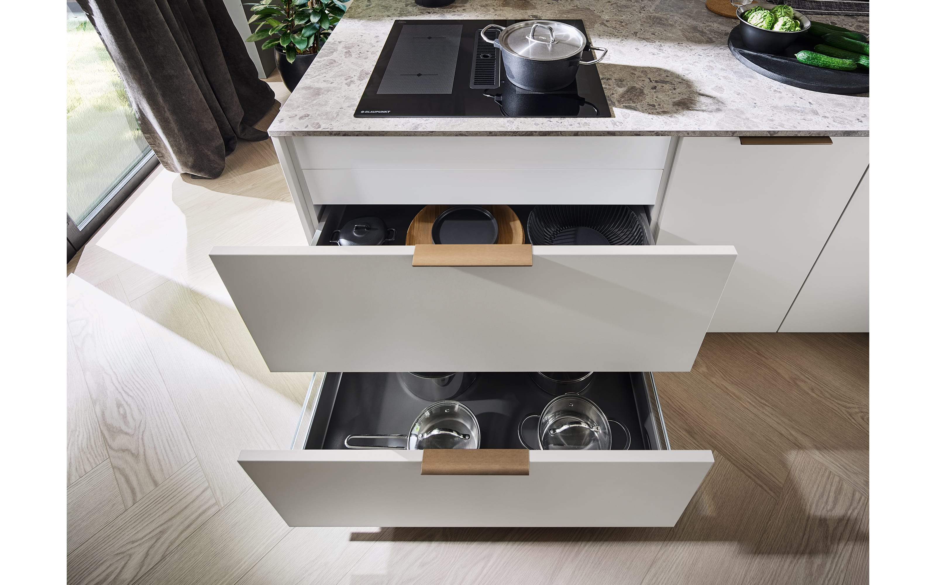 Einbauküche Toronto/Perfect Soft, Ulme/Mocca, inkl. Bosch Elektrogeräte