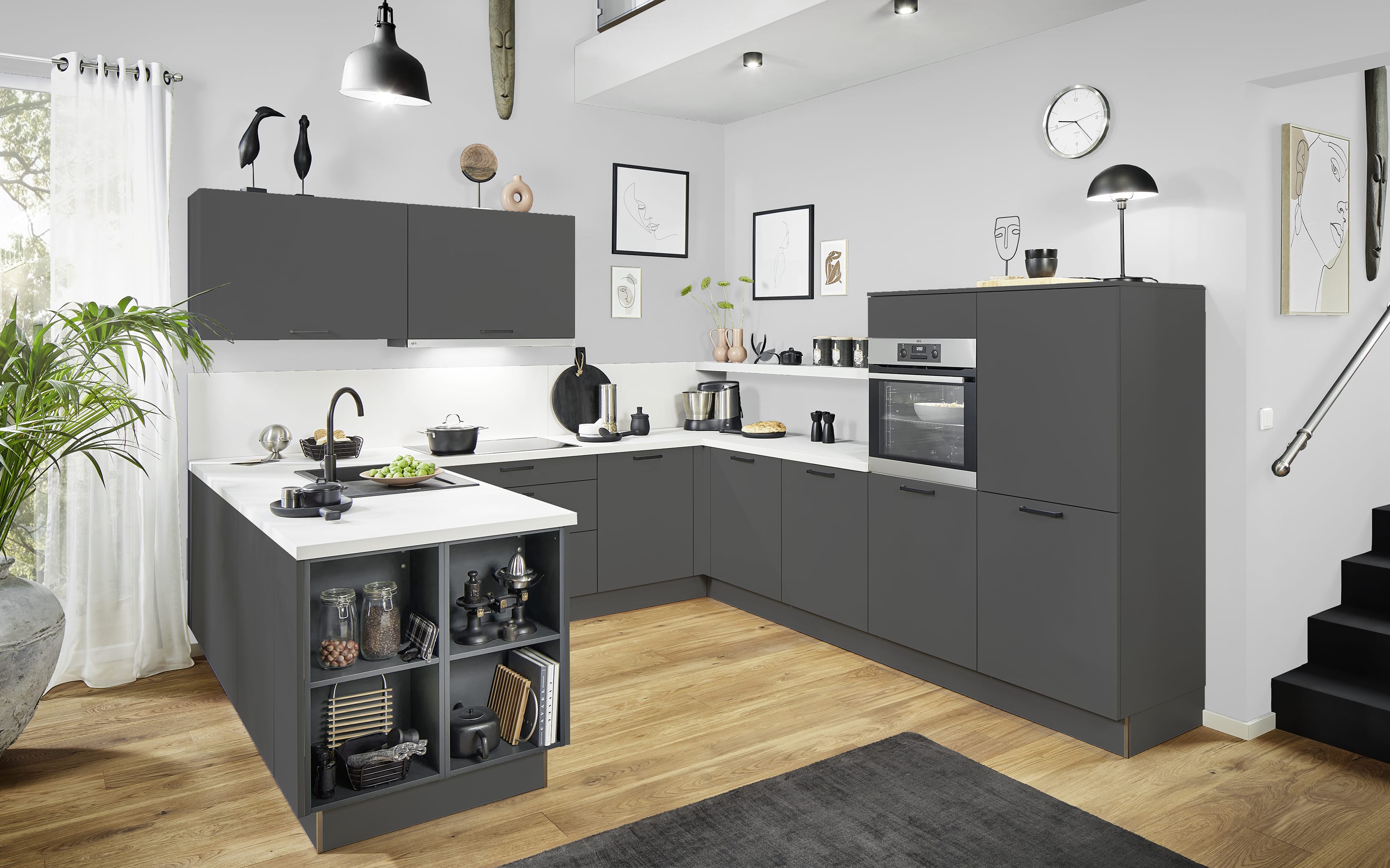 Einbauküche Top Soft, graphit, inkl. Bosch Elektrogeräte