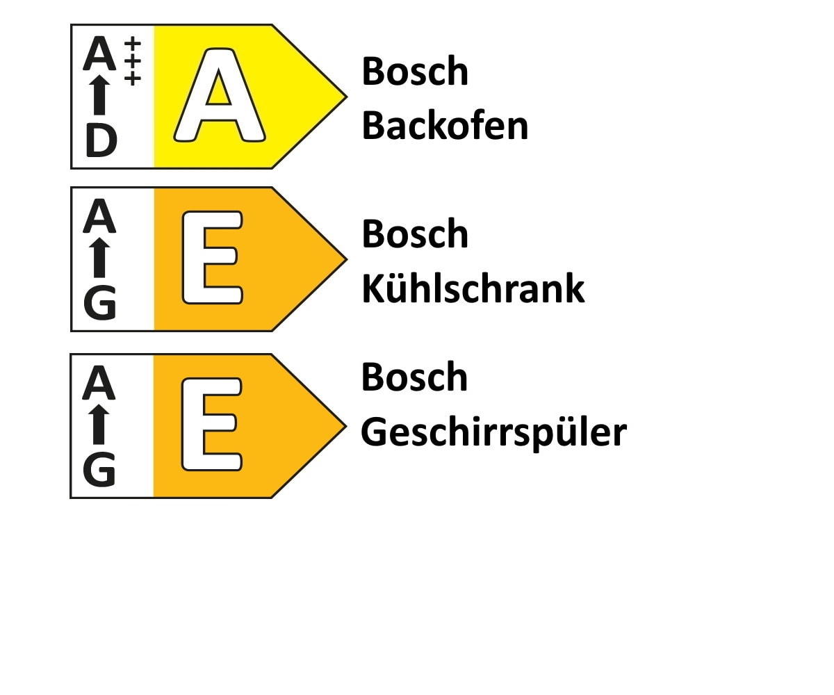 Einbauküche Rosian,Torna, schwarz/Nussbaum Nachbildung, inkl. Bosch Elektrogeräte