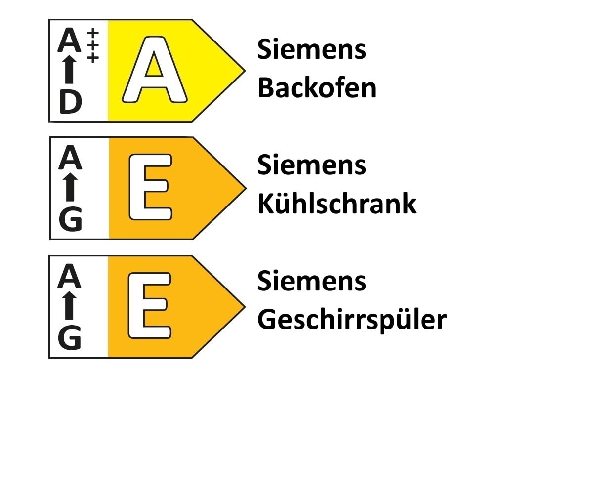 Einbauküche Esilia, weiß matt/fjordblau, inkl. Siemens Elektrogeräte