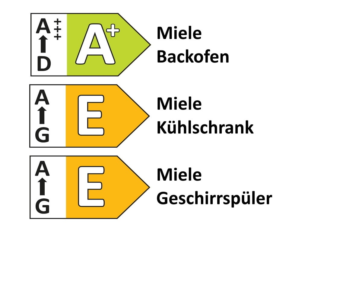 Einbauküche Rosian, Beton grau Nachbildung, inkl. Miele Elektrogeräte