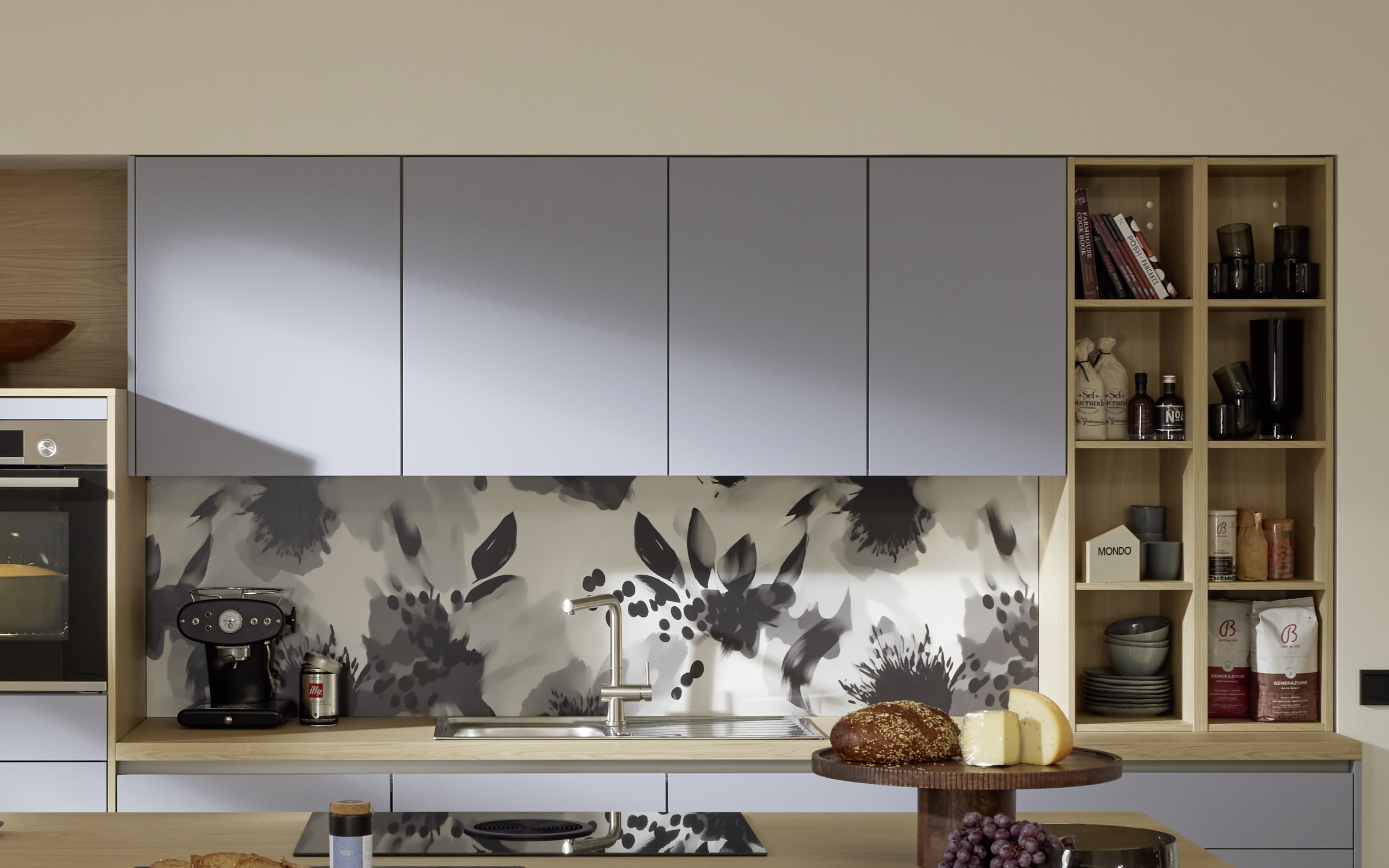 Einbauküche Sunta/Stadum, Eiche Como Nachbildung/sky, inkl. Siemens Elektrogeräte